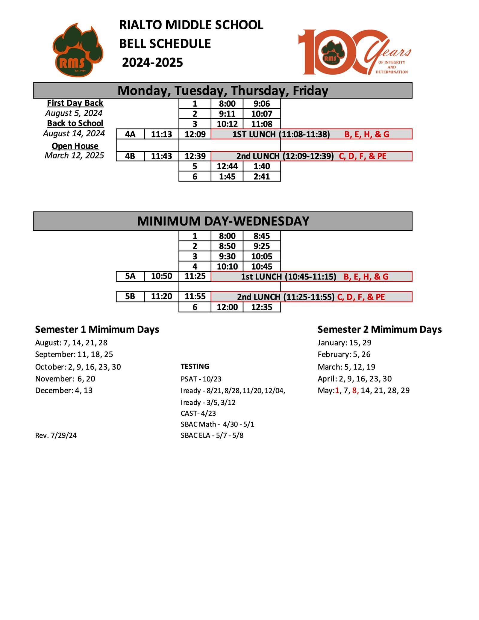 RMS Bell Schedule 